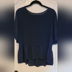 Banana Republic Navy Blue Peplum Top